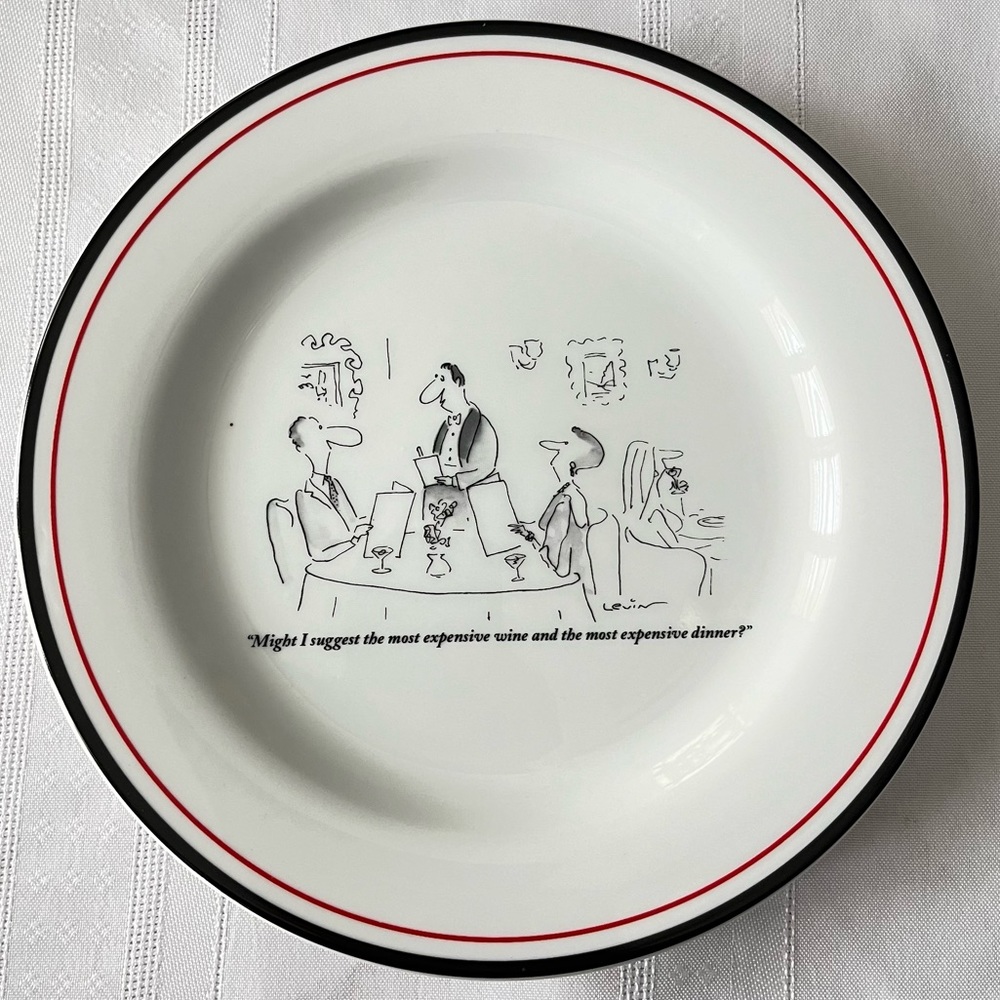 Restoration Hardware New Yorker Plate Waiter Expensive Wine Dinner Arnie Levin